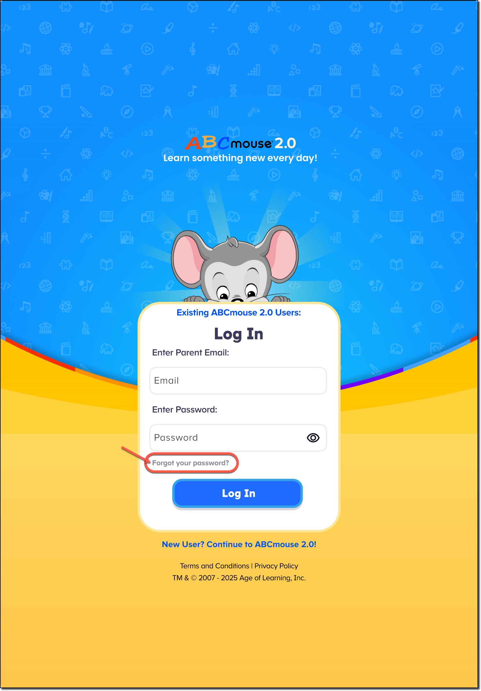 ABCm 2 Log In screen - forgot password highlighted.png