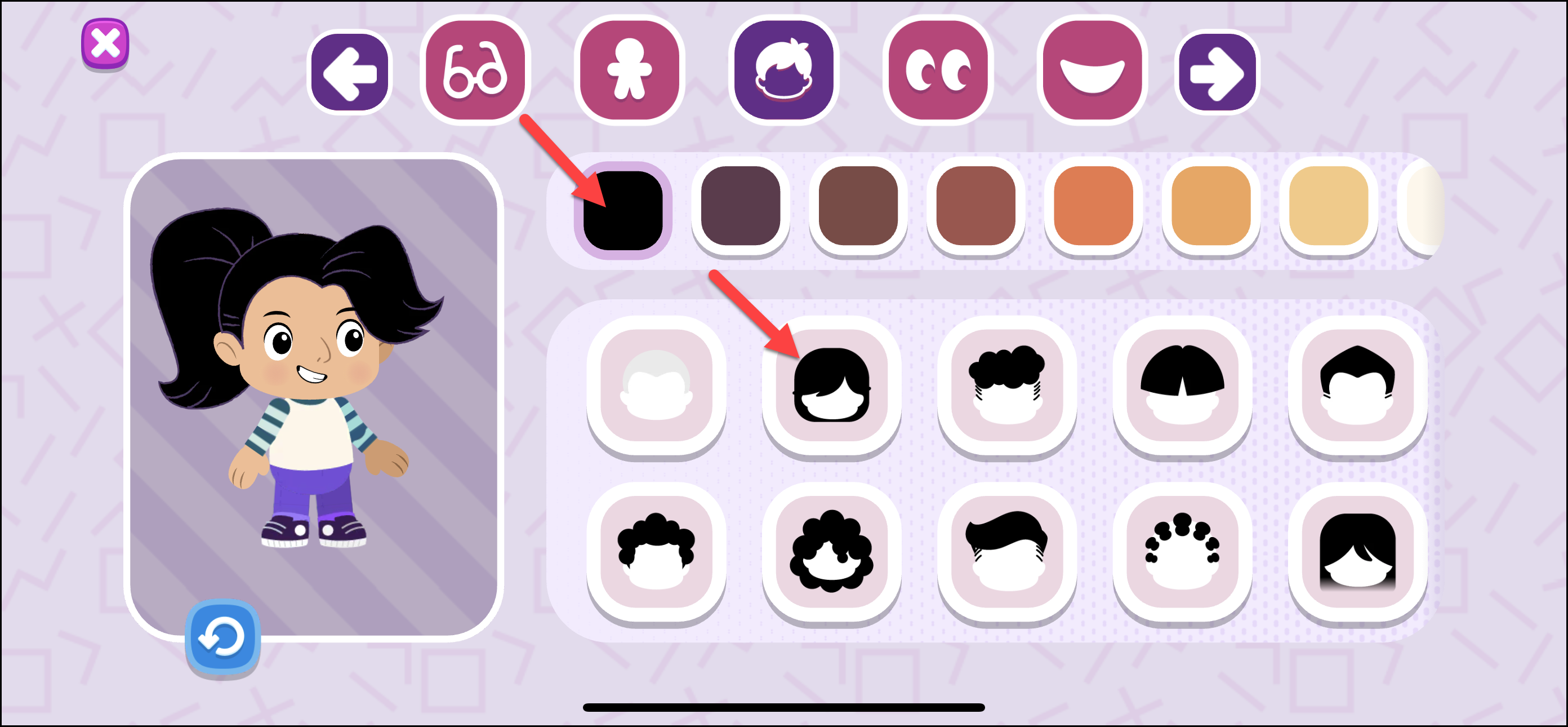 Avatar Builder - 2- Choose Hair Style - Color and Style selected.png