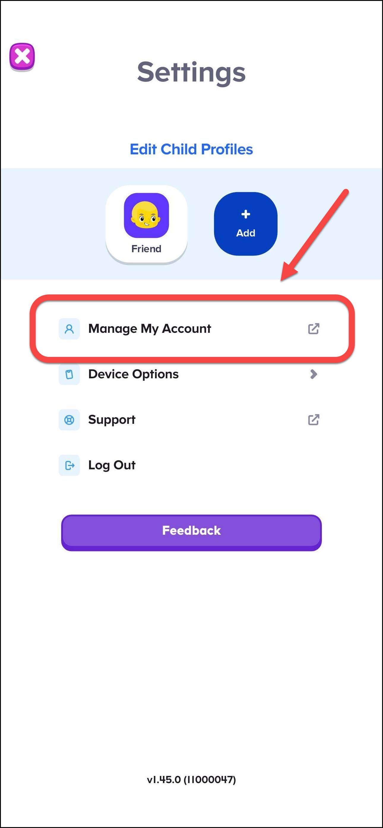 English ABCmouse 2 Setting page pointing to parent options with new avatar icon.png